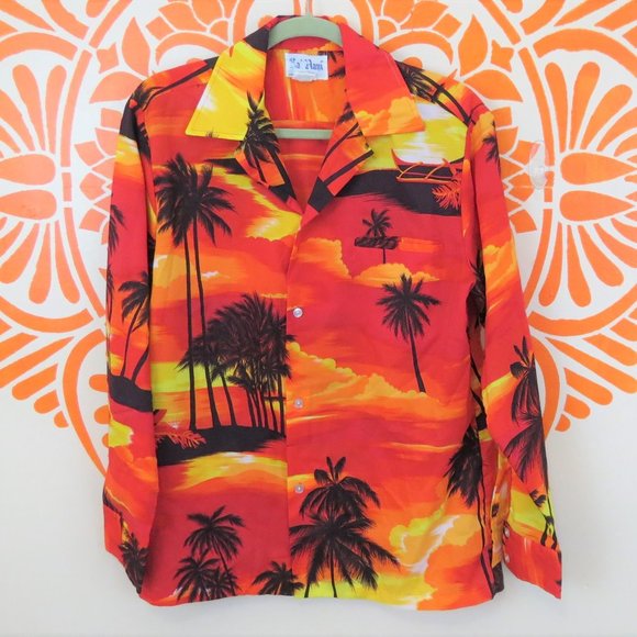 Rai Nani Other - VTG Rai Nani Bright Sunset Palm Tree Shirt L